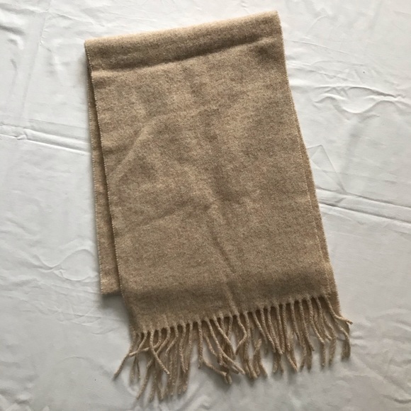 Nude / Tan Scarf with Fringe - Real Wool OSFA - Picture 4 of 4